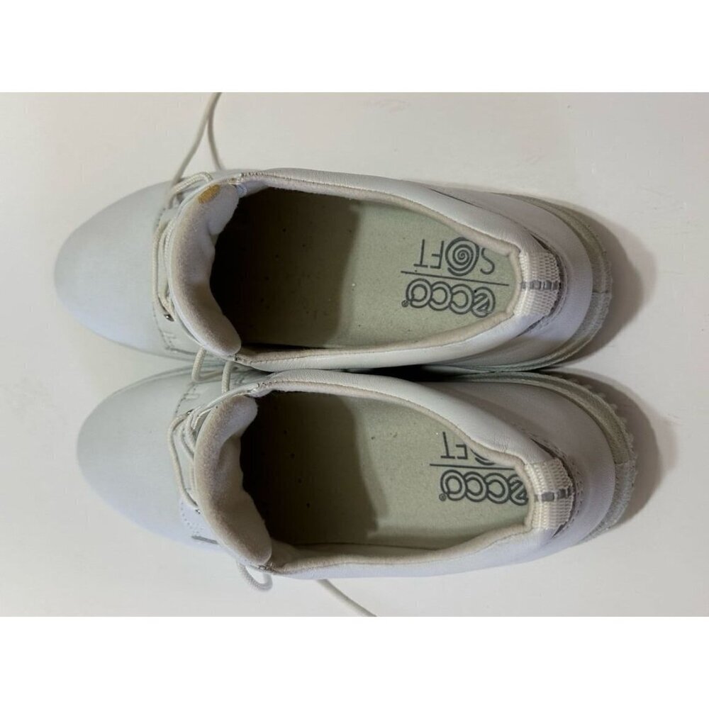 Ecco Soft Women's Leather Lace Up Walking Shoes Beige Size 41 - Picture 5 of 10